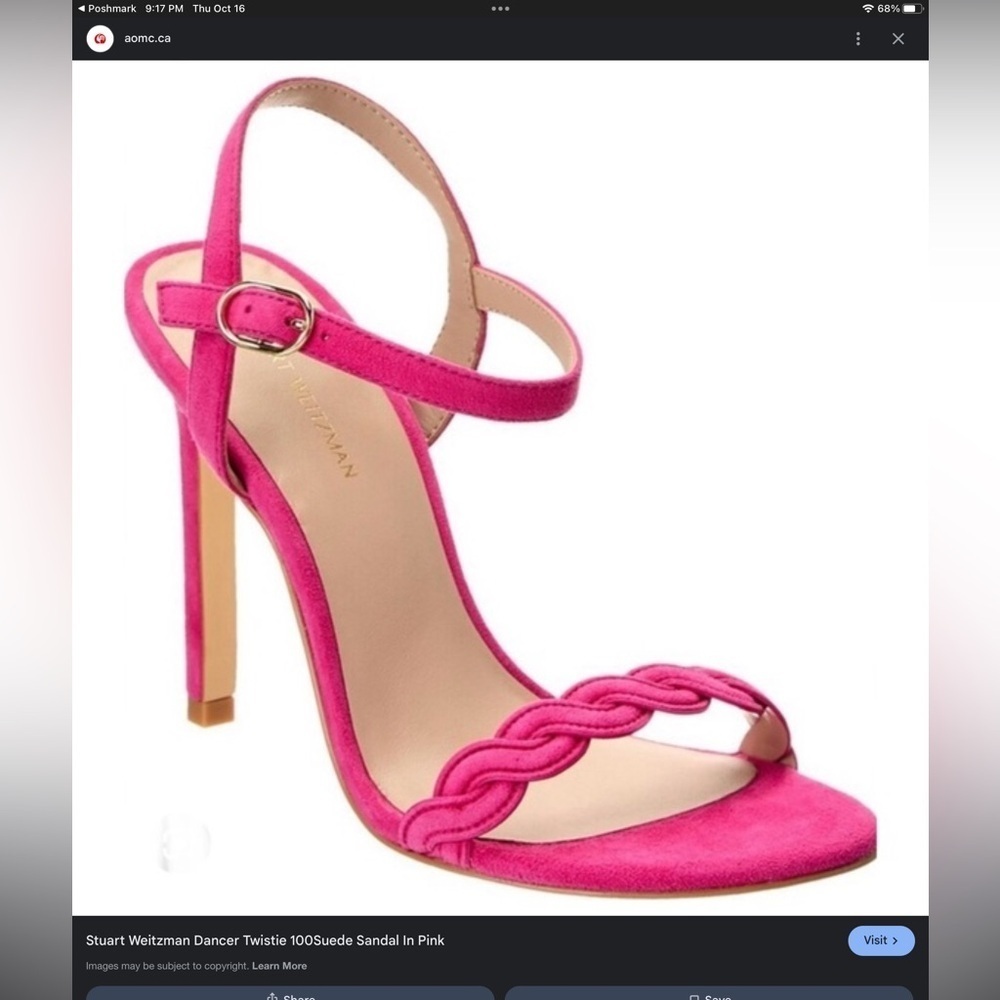 Stuart Weitzman Dancer Twistie 100 Suede Heels Sandal Sz 9.5 Pink